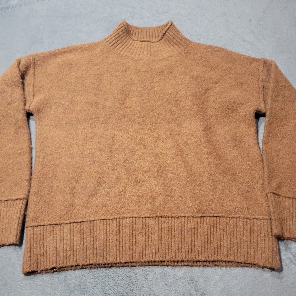 Universal Thread Sweater Women Small Camel Brown Mock Neck Relaxed Knit Pullover